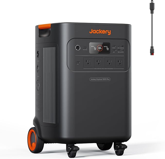 Jackery Solar Generator 5000 Plus Portable Power Station with Anderson Extension Cable, 5040Wh Power Station, 7200W AC Output Solar Generator for Essential Home Bakcup, Emergency Backup