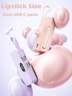 Mini power bank 5500mAh Portable Power Bank,Dual USB-C ports Cell Phone Power Charger, LCD LED Display Battery Compatible with iPhone17/16/15 plus/15 pro/15 pro Max/Android phone/Samsung/Moto/LG etc