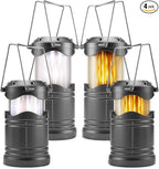 Lichamp 4 Pack LED Camping Lanterns, Collapsible Flameless Candles Tea Lights, Portable Battery Powered Camping Lights Emergency Supplies Kit, Dark Gray