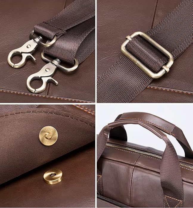 Genuine Leather Business Briefcase Laptop Handbag, Crossbody, Premium Quality, Spacious Design, Versatile Carrying Options