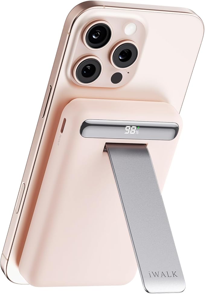 iWALK Qi2 Certified 15W Magnetic Wireless Power Bank, 10000mAh Portable Charger with Adjustable Stand & LED Display, Fast Charging for iPhone 16/15/14/13/12 Pro/Pro Max/Plus/Mini
