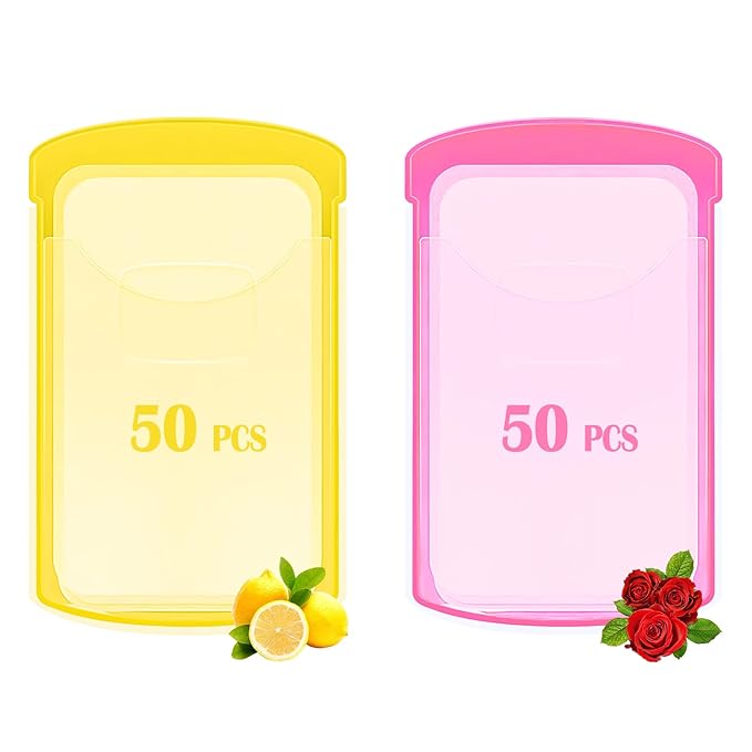 2 Boxs (100 Sheets) Hand Washing Soap Sheets for Outdoor Travel,Portable Camping Hand Soap,Hiking Washing Hand Bath Paper Soap for Travel,BBQ,Party,School,Girls(Yellow&Pink)