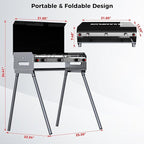 CAMPLUX 2 Burners & 1 Grill Propane Camping Stove, 15,000 BTU Portable Outdoor Propane Camping Grill Burner with Free Standing Legs, Auto-Ignition Gas Stove with Regulator, Black