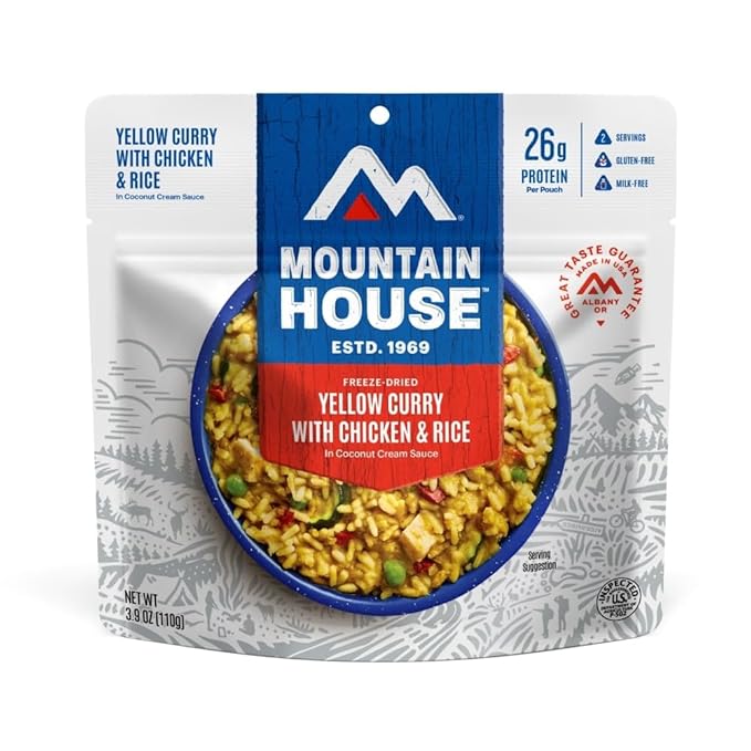 Mountain House Yellow Curry with Chicken & Rice | Freeze-Dried Backpacking & Camping Food | 6-Pack |Gluten-Free