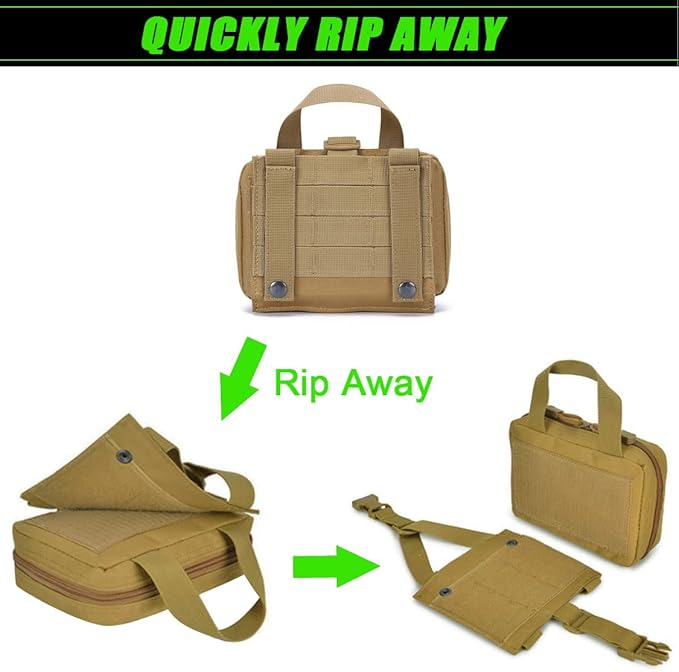 Upgrade Molle Rip Away Ifak Pouch, Tactical Small Belt First Aid Pouch Medical Utility EMT Pouch Only