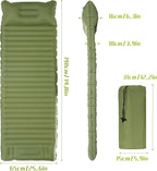 40D Self-Inflating Camping Pad, Insulated Ultralight Sleeping Mat for Backpacking, Winter Camping, 2-Layer Anti-Leak Design w/Built-in Pillow, Foot Pump Foldable Pad, Army Green