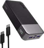 NOBIS Portable Charger, 20000mAh Power Bank, 45W Power Bank Fast Charging, Battery Pack with C to C Cable, Battery Bank with Digital Display for iPhone Android Laptop etc(Black)