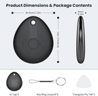 FIQI Air Tracker Tags 4-Pack (Black) – Compatible with Apple Find My (iOS Only), Bluetooth 5.4 Item Locator with Smart Tag for Wallet, Keys, Luggage & Bags, 90 dB+ Alert, 7g Lightweight, Matte Finish