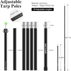 SAN LIKE Tarp Pole Camping Tent Poles Aluminum Telescopic Poles for Canopy Awning Shelter Backpacking Hiking 4/6 Section Easy Assembly Lightweight Adjustable from 50/29 in to 113.39/82.68 in (2 Set)