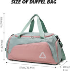 Eslcorri Gym Duffle Bag for Women Men, Sports Backpack with Wet & Shoe Compartment, Fitness Overnight Weekender Bag for Yoga, Swim, Travel (C, Pink)