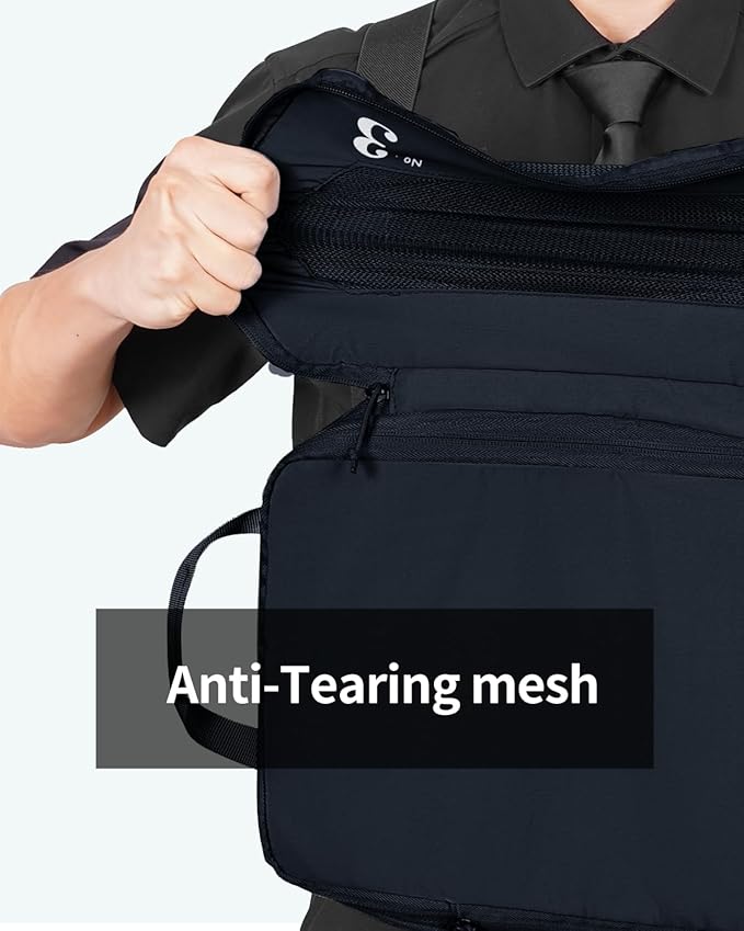 ECOHUB 5 Set Compression Packing Cubes for Suitcases Organiser Bags Set Travel Essentials with Shoe Bags for Travel Tear-resistant Travel Accessories with ID Tag Expandable Packing Bags(Navy Blue)