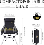 Nice C Ultralight High Back Folding Camping Chair, Collapsible Backpacking Chair, Compact & Heavy Duty Outdoor, Travel, Picnic, Festival with 2 Side Pockets, Pillow &Carry Bag (Set of 2 Black)