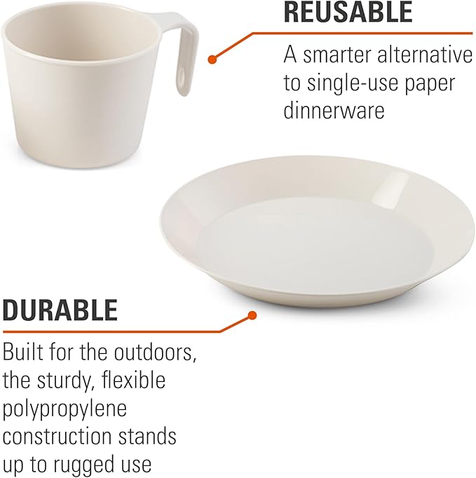 GSI Outdoors Cascadian 1 Person Table Set I 6-Piece Camping, Backpacking Mess Kit, Plastic BPA Free, Plate, Bowl, Mug, Cup & Cutlery Set