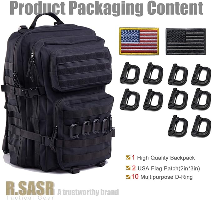 Military Tactical Backpack 45L Large Tactical Backpack for Men, Hiking Rucksack With Bottle Holder