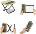 2-in-1 Collapsible Camping Stool & Sling Bag / 220LB Load Capacity Folding Portable Fishing Stool/Collapsible Stool for Camping, Hiking, Fishing, Gardening & Beach Outdoor Activities (Khaki, L)