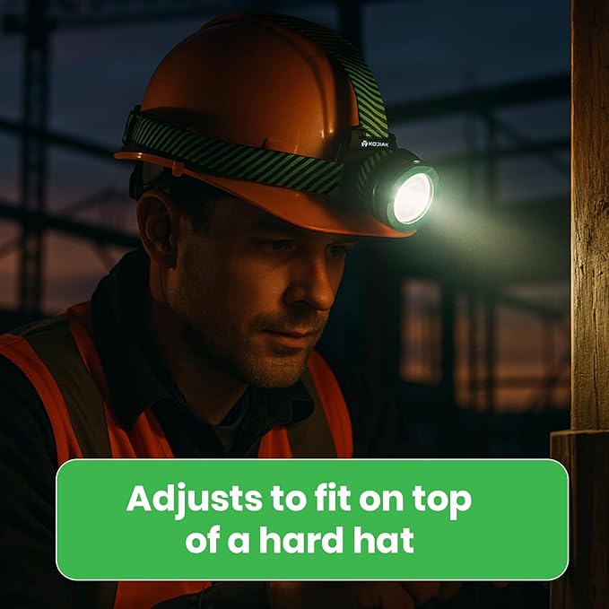 KODIAK 1000 Lumen Rechargeable Headlamp – LED Head Lamps with Push-Pull Focus, 3 Modes, Rechargeable Headlight, Adjustable Tilt, Head Lights for Forehead