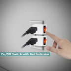 Grounded Outlet Adapter, ANKO ETL Listed Wall Tap Adapter with Red Indicator On/Off Power Switch (4 Pack)