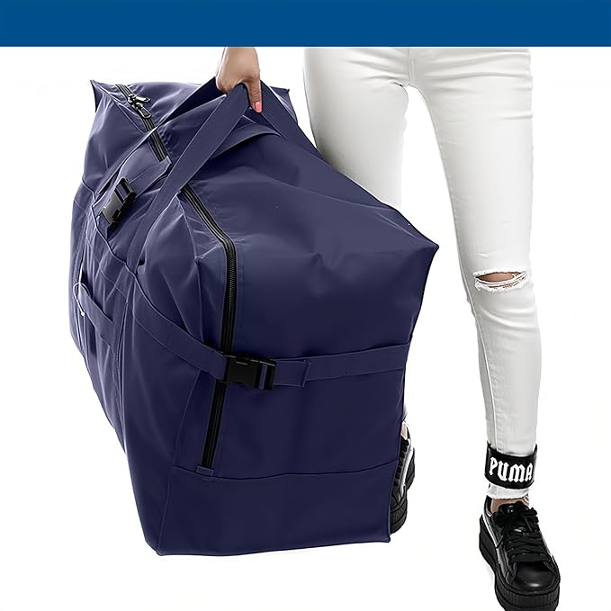 Large Duffel Bag, Waterproof Carry on Weekend Overnight Storage Bag over Luggage for Airline, Travel, Camping, Moving