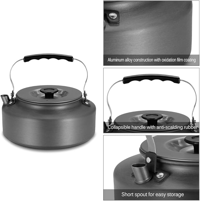 Doorslay Camping Kettle 1.6L Aluminum Tea Kettle with Carrying Bag Compact Lightweight Coffee Pot