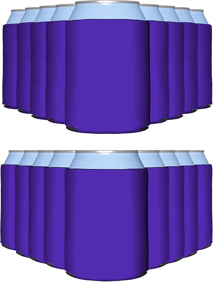 PartyPrints 1000 Pack Purple Blank Can Cooler Sleeves, Customizable Bulk Can Coolers, Extra-Thick Collapsible Drink Insulator Sleeve, Beer Can Coolers for Party Beverages