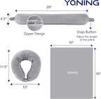 2 in 1 Travel Blanket, Soft Warm Blanket with Cozy Neck Pillow Case, Portable Blanket Set for Airplane, Camping, Car (Grey)