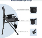 Portable Outdoor Folding Camping Chair Heavy Duty Camp Chair with Storage Bag for Outside Activities, Black Grey