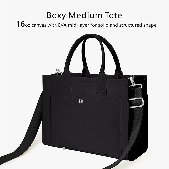 TOPDesign Heavy-Duty Canvas Tote Bag for Women, Adjustable Crossbody/Shoulder Handbag with 9 Pockets, Everything Tote