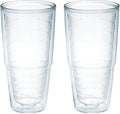 Tervis Clear & Colorful Tabletop Made in USA Double Walled Insulated Tumbler Travel Cup Keeps Drinks Cold & Hot, 24oz - 2pk, Clear