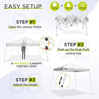 EAGLE PEAK 11x11 Slant Leg Pop-up Canopy Tent Easy One Person Setup Instant Outdoor Beach Canopy Folding Portable Sports Shelter 11' x 11' Base 9' x 9' Top (White)