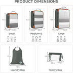 Cipway Compression Packing Cubes, See Through Mesh Luggage Organizer Bags, Travel Essentials for Carry on Suitcase with Laundry Bag and Clear Toiletries Bag（6Pcs,Grey）