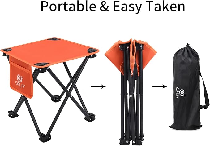Opliy Camping Stool, Folding Small Chair Portable Camp Stool for Camping Fishing Hiking Gardening and Beach, Camping Seat with Carry Bag (Orange)