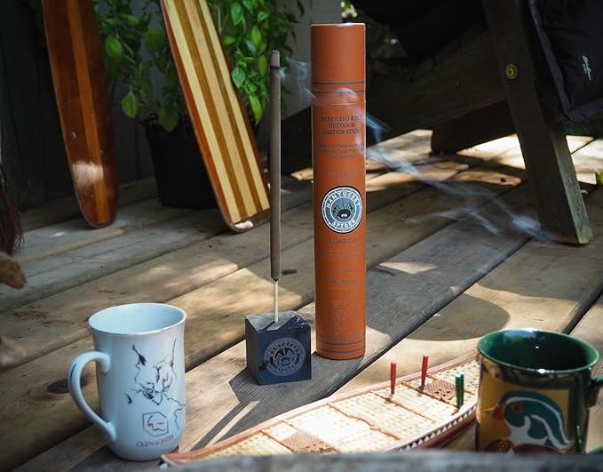 Nantucket Spider Mosquito Sticks and Holder | Mosquito Repellent Sticks 14 Pack and Holder | Repels Mosquitoes & Flies | Long Lasting | Spiced Coffee Scent