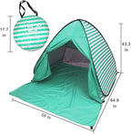 Pop Up Beach Tent Shade Sun Shelter UPF 50+ Canopy Cabana 2-3 Person for Adults Baby Kids Outdoor Activities Camping Fishing Hiking Picnic Touring (Lake Green Stripes)