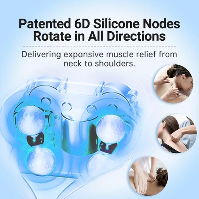 Neck Massager for Pain Relief deep Tissue, Neck Pillow Airplane with Heat and kneading, Neck Support Pillow for Sleeping Traveling Office & Home, Ideal for Women and Men (Blue)