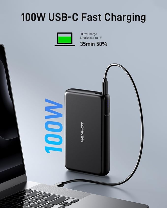 100W Power Bank, 30000mAh Laptop Portable Charger USB-C PD Fast Charging Laptop External Battery Pack for Dell,MacBook,HP,Asus,Lenovo,Steam Deck,Switch,iPhone,Galaxy, iPad and More