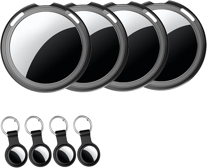 4 Pack Tracker Tags [Apple MFi Certified] Bluetooth Air Tracker Pair with Apple Find My (iOS Only) Smart Tracking Tags Keys Finder Item Locator Worldwide Tracker for Pets Backpack Wallet Dogs Luggage