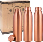 NORMAN JR, Copper Water Bottle 1L - Gift Box of 3, Plain, an Ayurvedic vessel made of pure copper - helps you drink more water with many health benefits