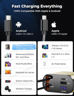 【Upgraded】 SUPERONE Retractable Car Charger 4 in 1, Fast Car Phone Charger with Cord 2.6ft, USB C and Apple Car Charger Adapter, Compatible with iPhone 17/16/15/15 Pro Max/14/13/12/11, Galaxy, Pixel