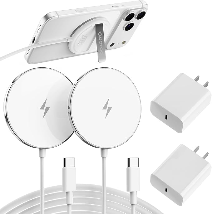 2025 Apple 2 Pack 15W Mag-Safe Charger 4FT Magnetic Wireless Charger with 20W Fast Charging Block Compatible with iPhone17/16/15/14/13/12 Series & AirPods 4/3/2/Pro/for iPhone Wireless Charger Stand