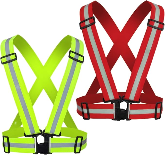 Reflective Running Vest 2-10 Pack, High Visibility Reflective Gear Night Cycling Safety Vest Strap for Men Women Kids