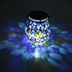 Afirst Mosaic Solar Lanterns Outdoor - Glass Hanging Solar Lights Hollow Out Waterproof Table Lamp Outdoor Decorative for Garden, Patio, Holiday Party Outdoor Decoration