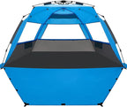 WhiteFang Deluxe Pop Up Beach Tent Sun Shade Shelter for 3-4/5-6 Person, UV Protection, Extendable Floor with 3 Ventilating Windows Plus Carrying Bag, Stakes, and Guy Lines