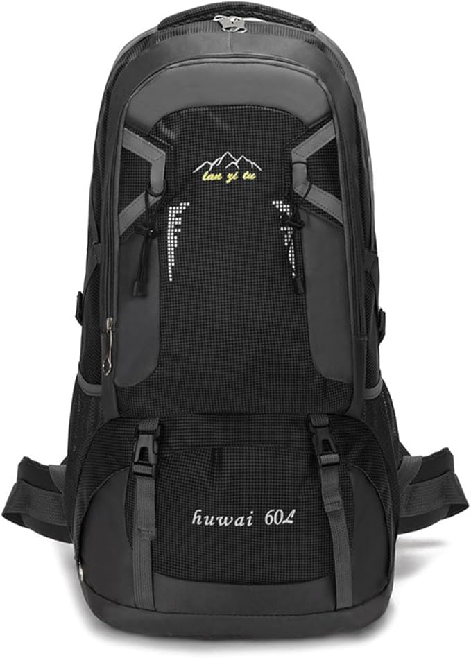 60L Hiking Backpack,Camping Backpack Lightweight Travel Daypack Waterproof Backpacking Bag for Men Women (Black)