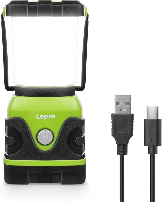 Lepro 1300LM LED Camping Lantern Rechargeable, 4 Light Modes, 3600mAh Power Bank, IPX4 Waterproof, Perfect Lantern Flashlight for Hurricane Emergency, Hiking, Home and More, USB Cable Included