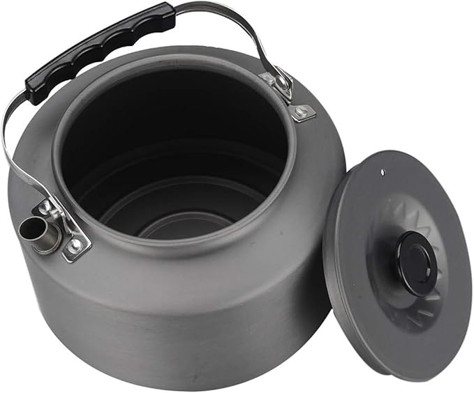 Bulin Camping Kettle, 1.6L Large Portable Stovetop Tea Kettle Fast Heating Boiling Hot Water for Open Fire Lightweight Coffee Pot with Anti-Scald Handle & Carry Bag for Outdoor Hiking Picnic Travel