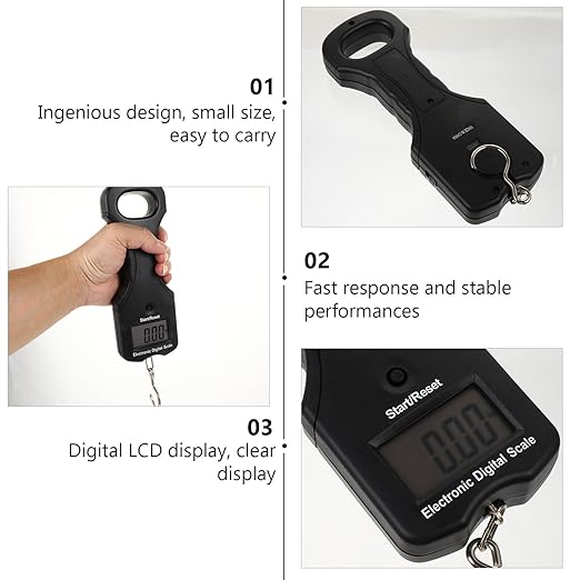 Artibetter 30kg Handheld Digital Luggage Scale with Fishing Hook Large LCD Display Portable Electronic Weight Scale for Travel and Outdoor Use