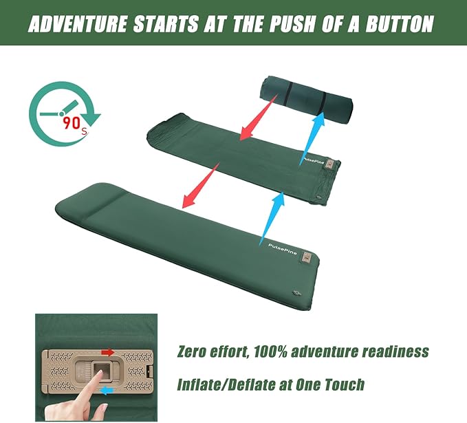 Self Inflating Sleeping Pad, 3.15" Ultra-Thick Memory Foam Camping Pad 4 Season Camping Pad for Easy Inflate&Deflate, 9.5 R-Value Insulated Camping Mattress Pad for Camp Travel Car Tent