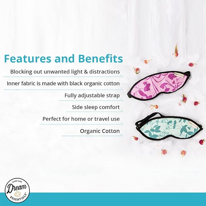 Dream Essentials® Natura Organic Cotton Sleep Mask (Orchid Whisper) Made in The USA