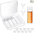 Baderke 4 Pcs Liquid Medicine Travel Container Scale Glass Liquid Containers Small Single Dose Medicine Bottles Dispenser and Leak-proof Plug Travel Essentials Accessories(Clear,15ml)