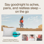 Coop Home Goods Original Adjustable Travel Pillow and Waterproof Pillow Protector Grey Bundle with Compressible Stuff Sack, Medium-Firm Memory Foam and Washable Cover, CertiPUR-US Certified (19x13)